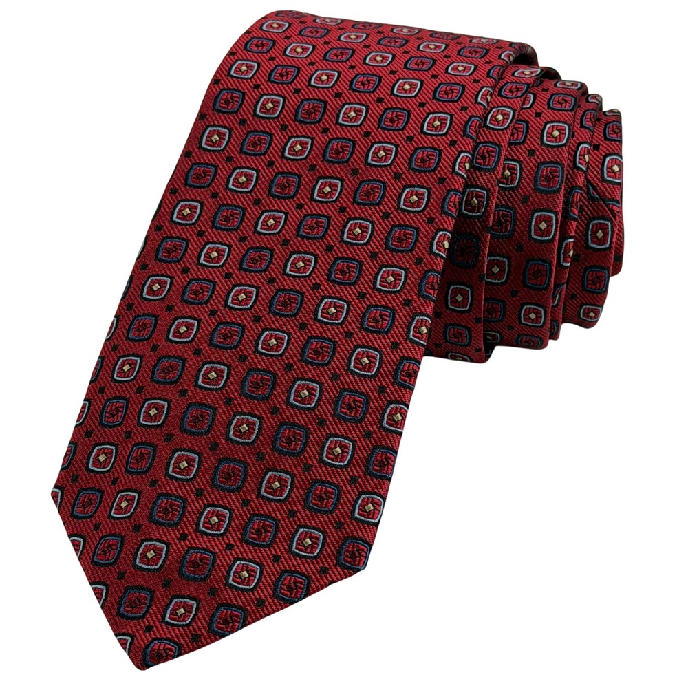 Brooks Brothers Makers Merchants XL Tie NWT Silk USA Red Geometric 63"